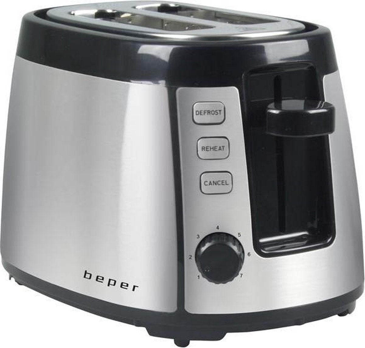 Beper BT.110- broodrooster- 7 standen- 2 sneetjes- ontdooi functie- RVS
