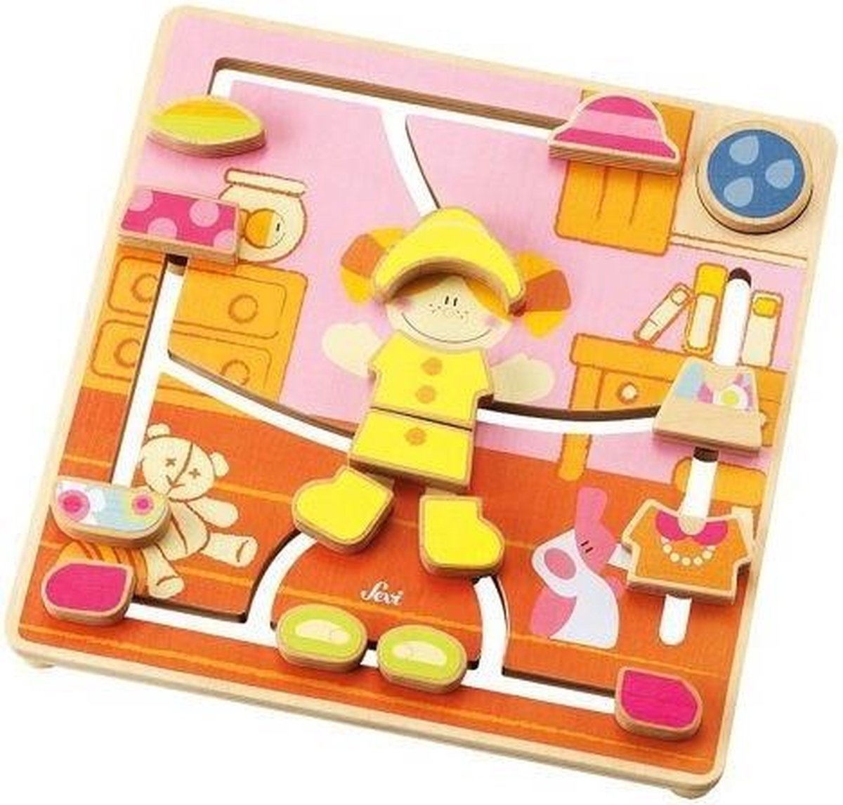 Sevi Houten Doolhofpuzzel Fashion 27 Cm Oranje