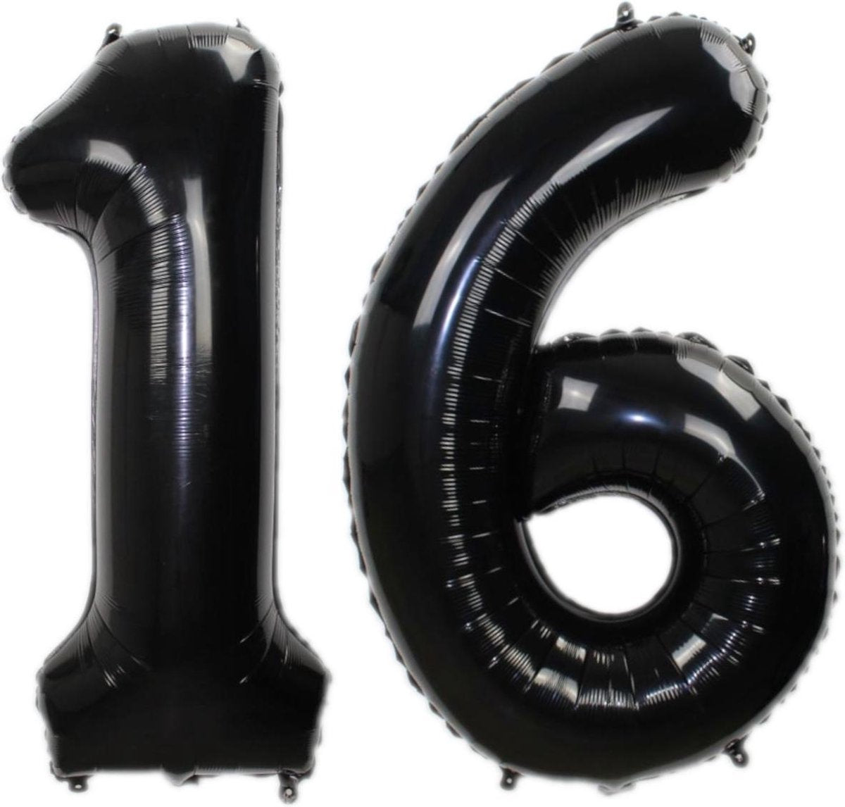 Folie Ballon Cijfer 16 Jaar Zwart 70Cm Verjaardag Folieballon Met Rietje