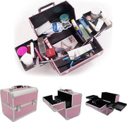 Confibel Make Up Koffer - Uitklapbaar - 5 Opbergbakken - met Slot - Roze