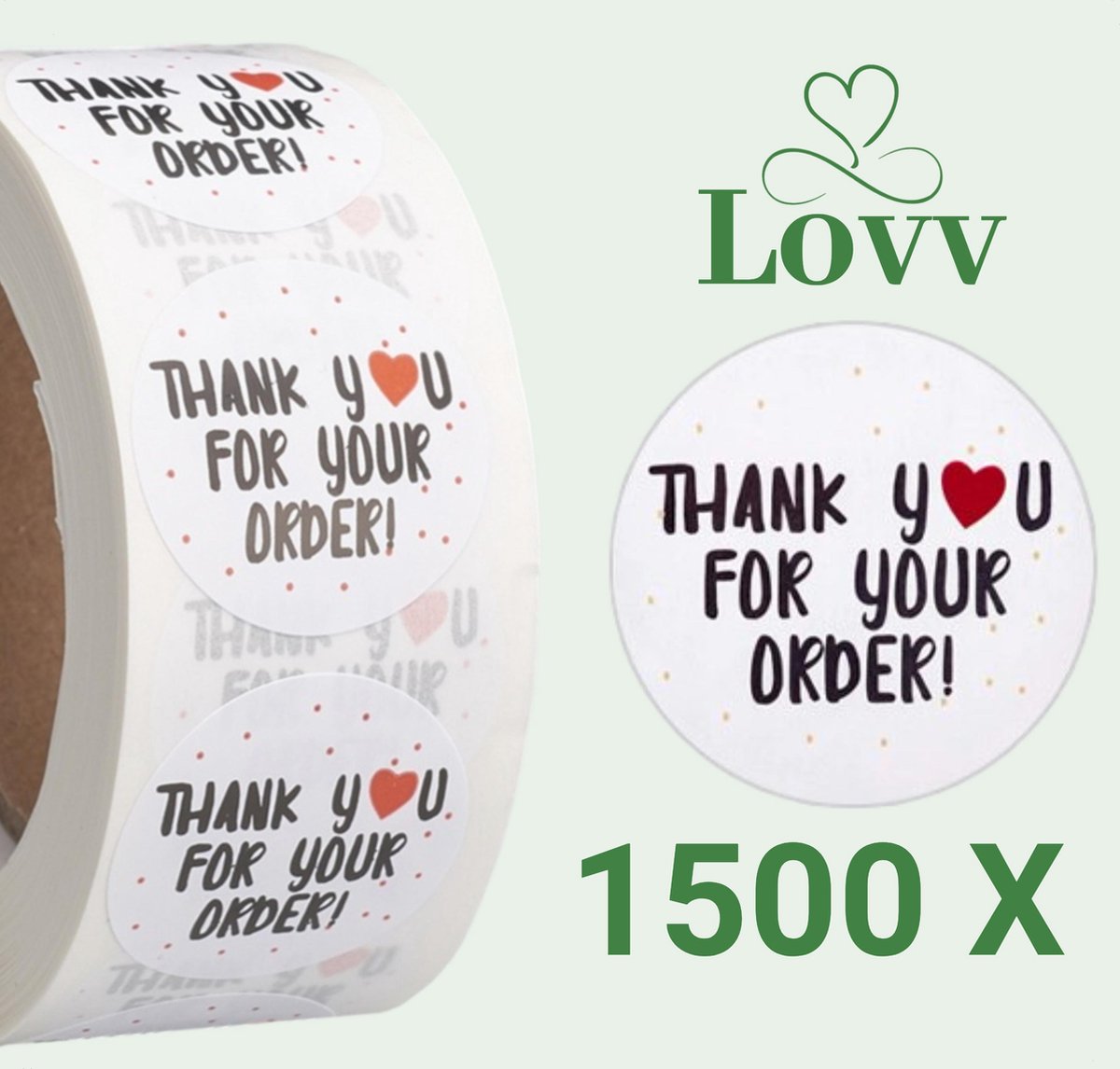 3 Rollen Stickers-Thank You For Your Order- Sluitstickers-3 x 500 stuks Stickers op rol