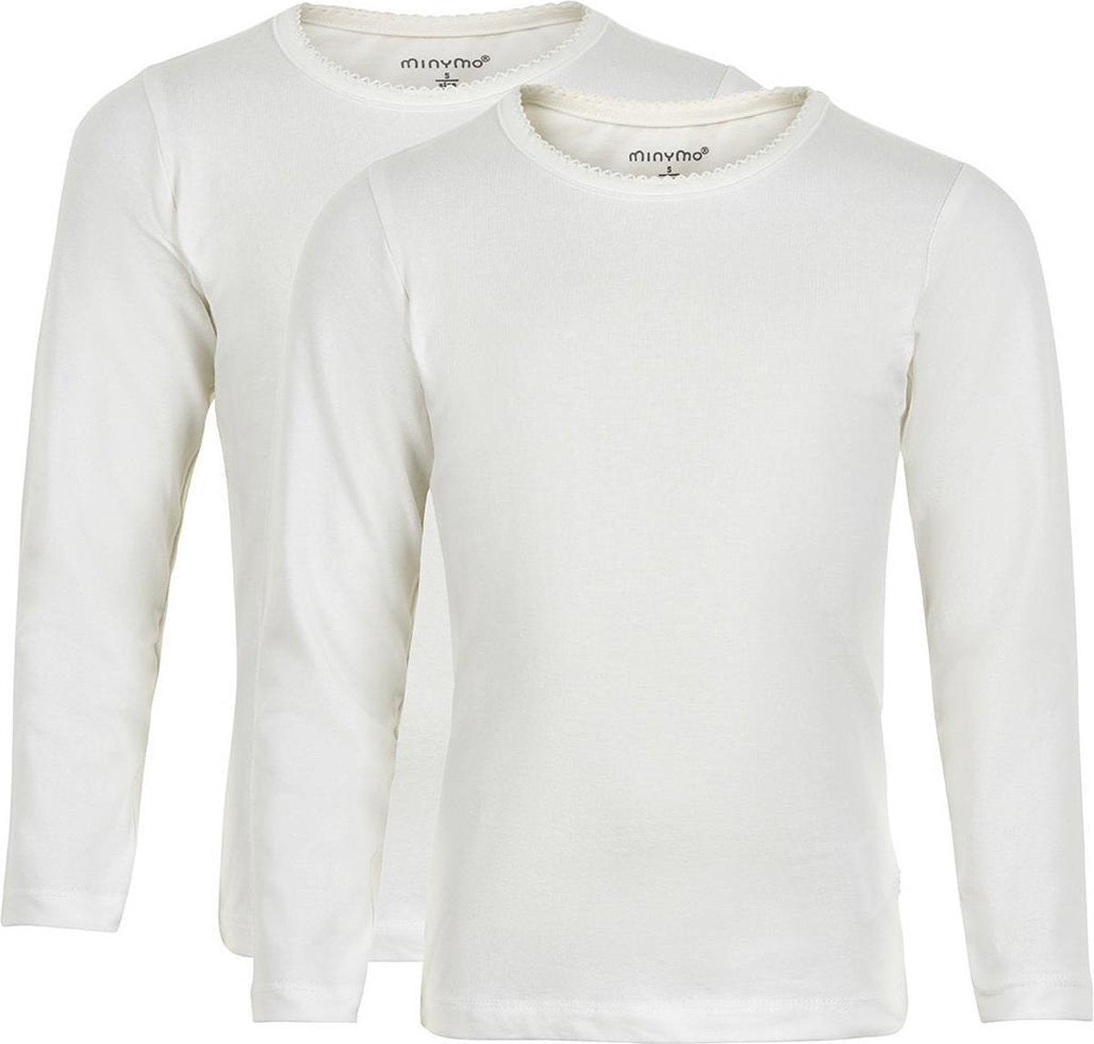 Minymo T-shirt Meisjes Elastaan/katoen Wit 2 Stuks Maat 86
