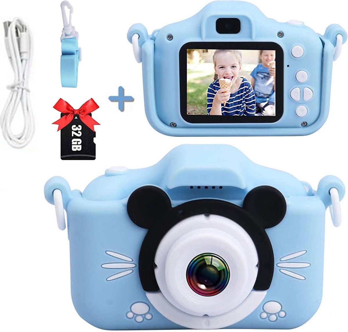 V&C Products® Camera - Digitale kindercamera 1080p HD - Inclusief 32 GB micro sd kaart - camera kinderen - digitale camera - camera kids - Blauw