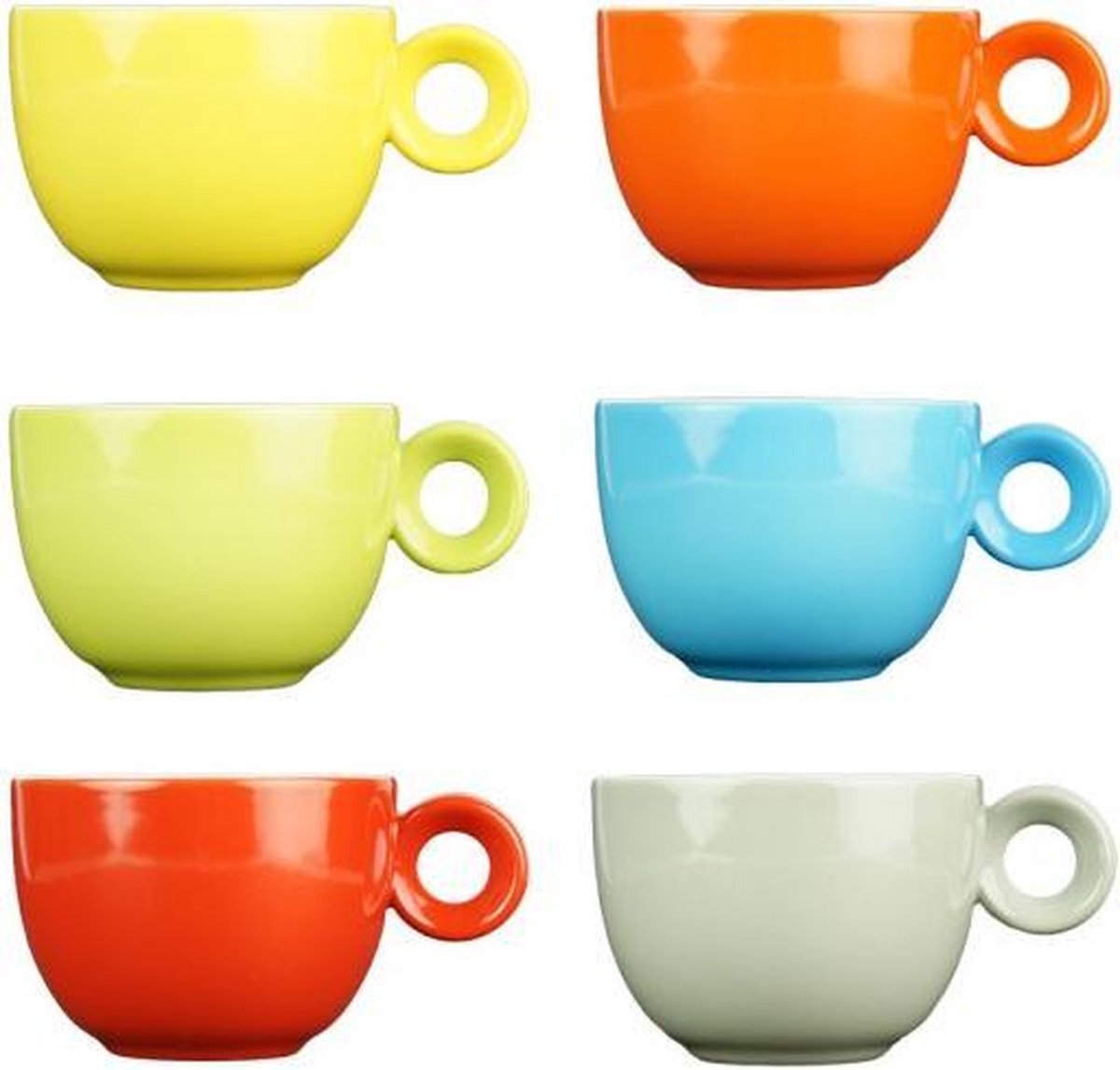 Koffiekopjes - 150ml - Mosterdman - 6 kopjes - regenboog