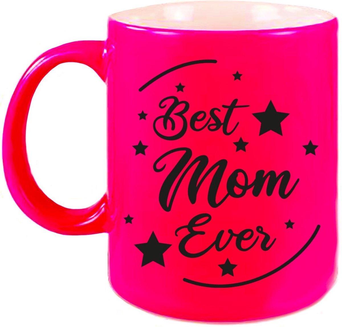 Best Mom Ever cadeau koffiemok / theebeker neon roze 330 ml
