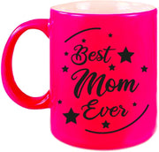 Best Mom Ever cadeau koffiemok / theebeker neon roze 330 ml