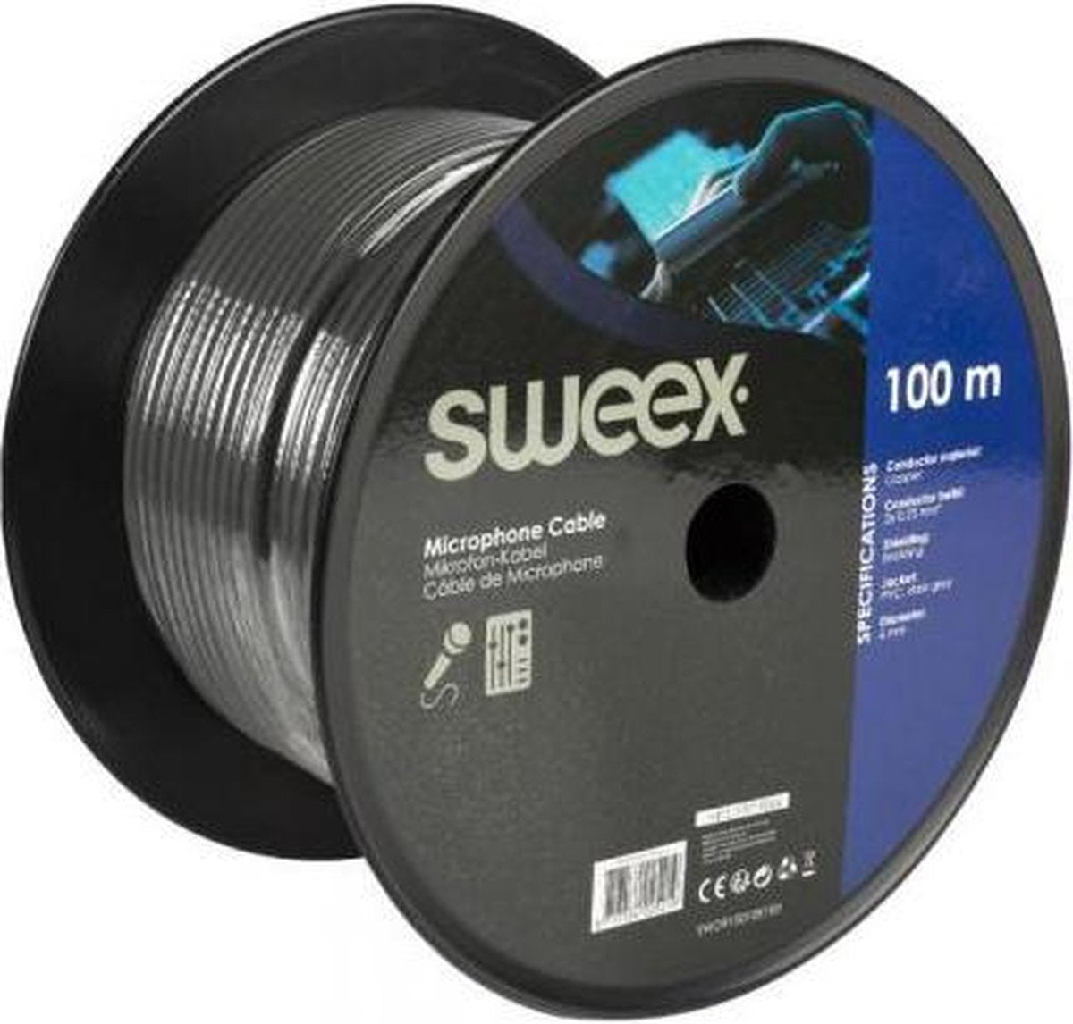 Microphone Cable on Reel 100 m Dark Grey