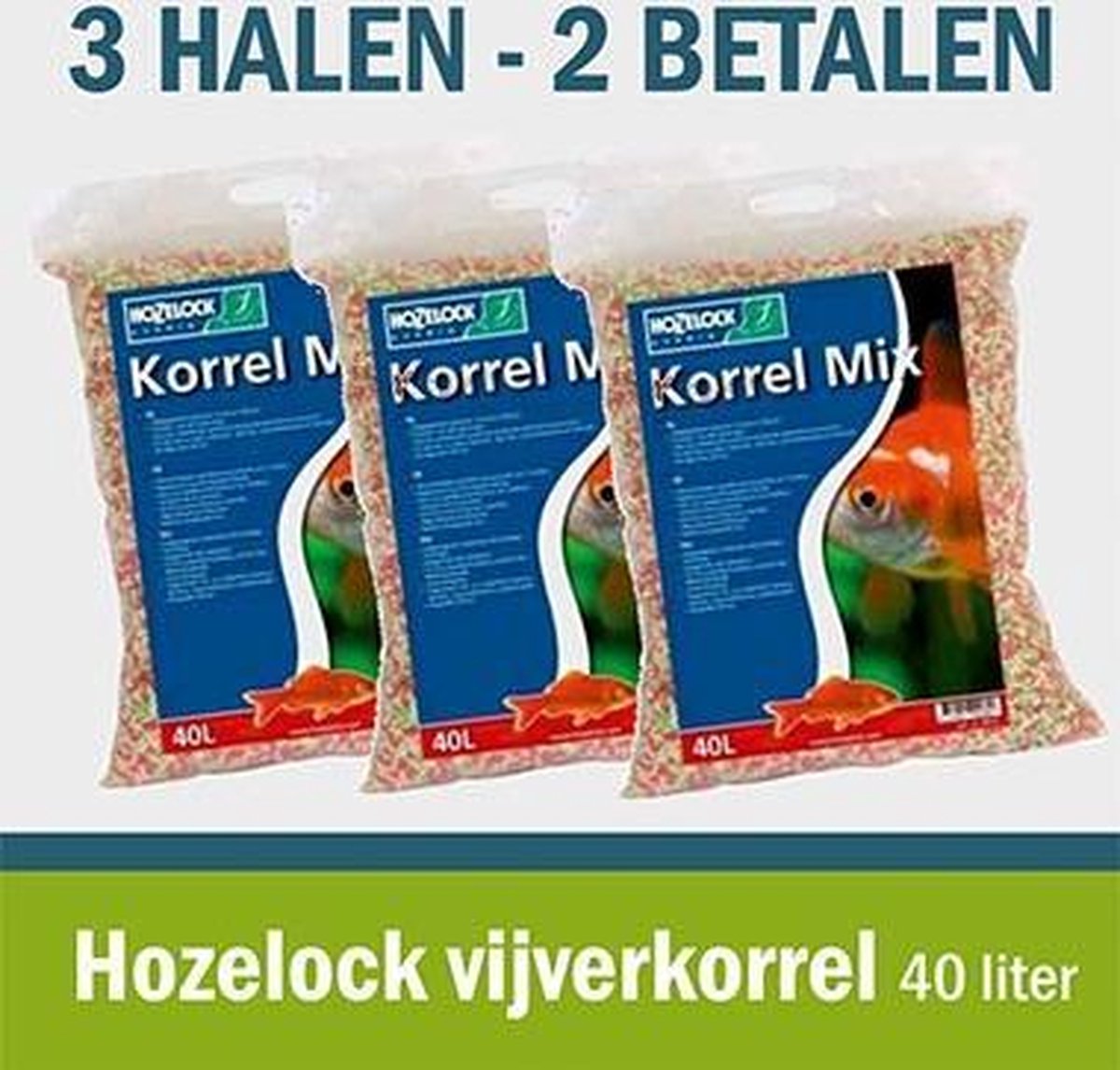 Hozelock visvoer korrels - vijverkorrel 40 liter - 3 stuks