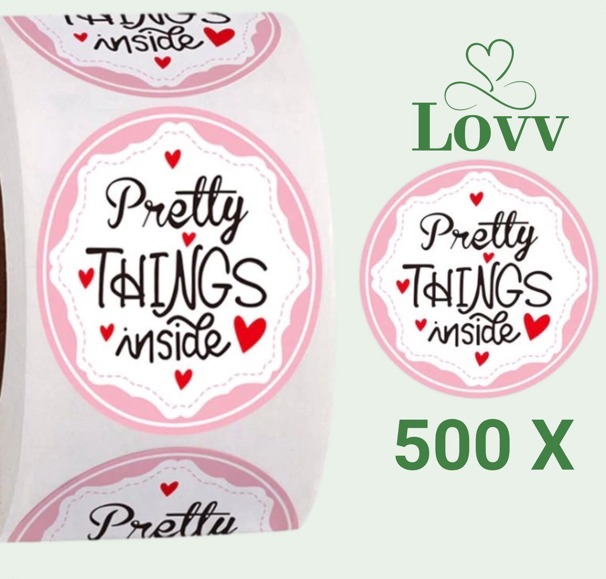 Stickers-Pretty Things Inside- Sluitstickers-500 stuks Stickers op rol