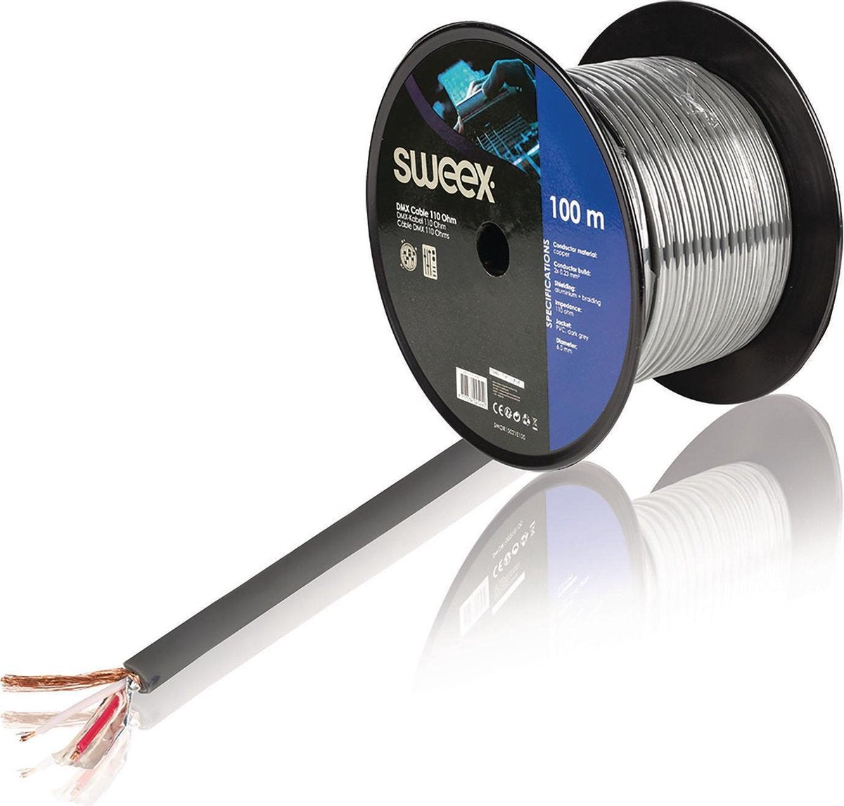 Data Cable on Reel 2x 0.23 mm² 100 m Dark Grey