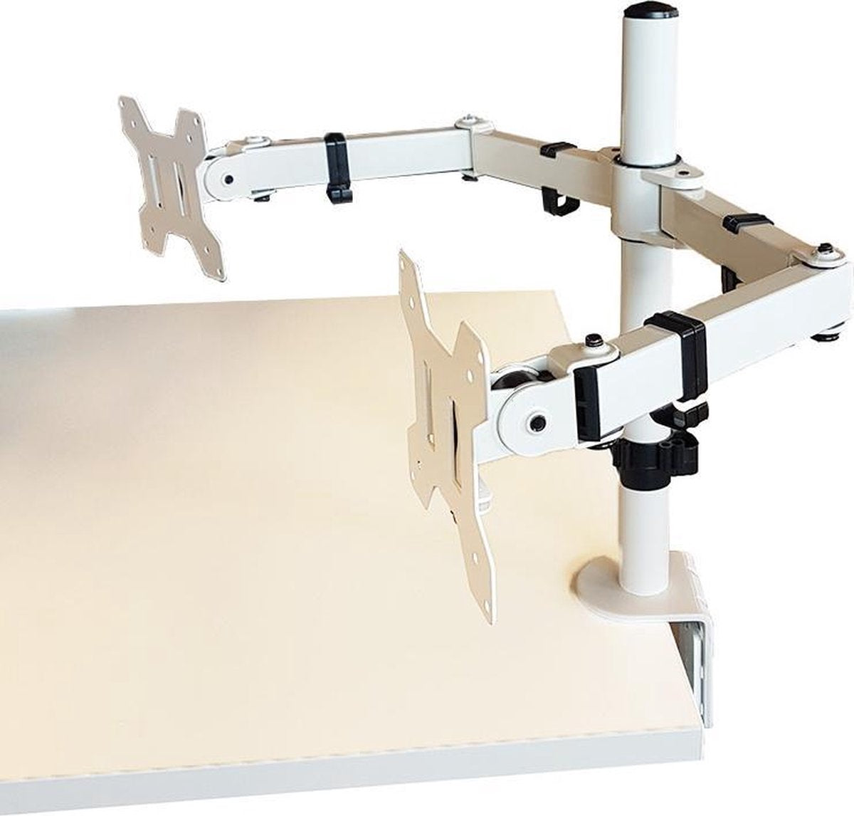 Monitor Arm Universeel 2 schermen Wit - VESA 75x75 - VESA 100x100 - Kantelbaar en zwenkbaar - Monitoren aan bureau of tafel