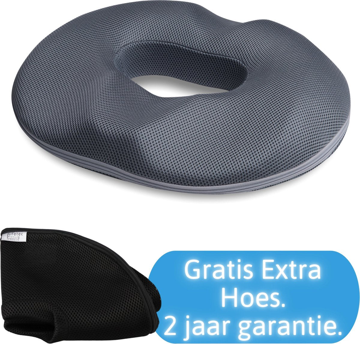 Lifetec Premium® Ringkussen Bamboe - Ergonomisch Zitkussen – Stuitkussen - Aambeien Zitring - Donut Kussen