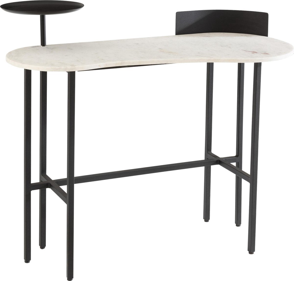 J-Line Console Marmer/Ijzer Wit/Zwart