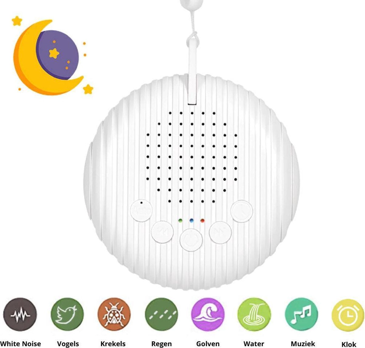 Slaaptrainer - White Noise machine - Witte ruis - Slaaphulp -  Kind/volwassenen - USB - Geluidsdetector - 10 geluiden - inclusief E-Book