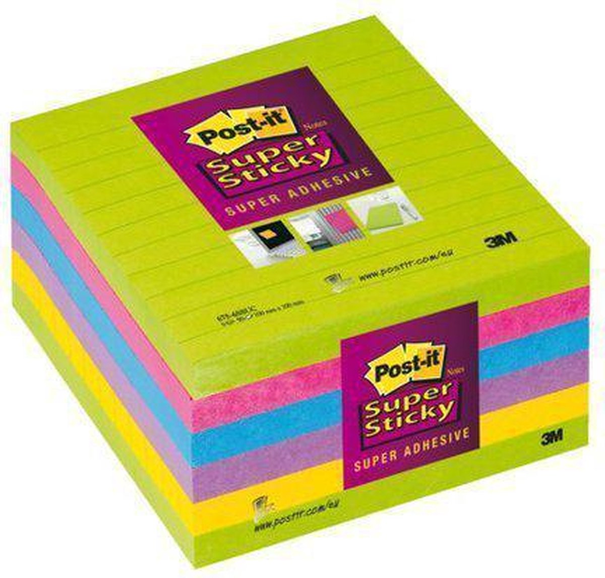 Post-it 675 Super Sticky Rainbow 100x100mm