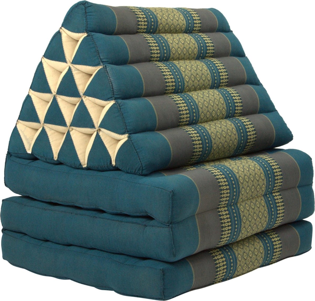 Fine Asianliving Thais Kussen Meditatie Driehoek Vloer Ligmat Yoga Uitklapbaar Kapok Blauw XL Meditatie Mat Matras