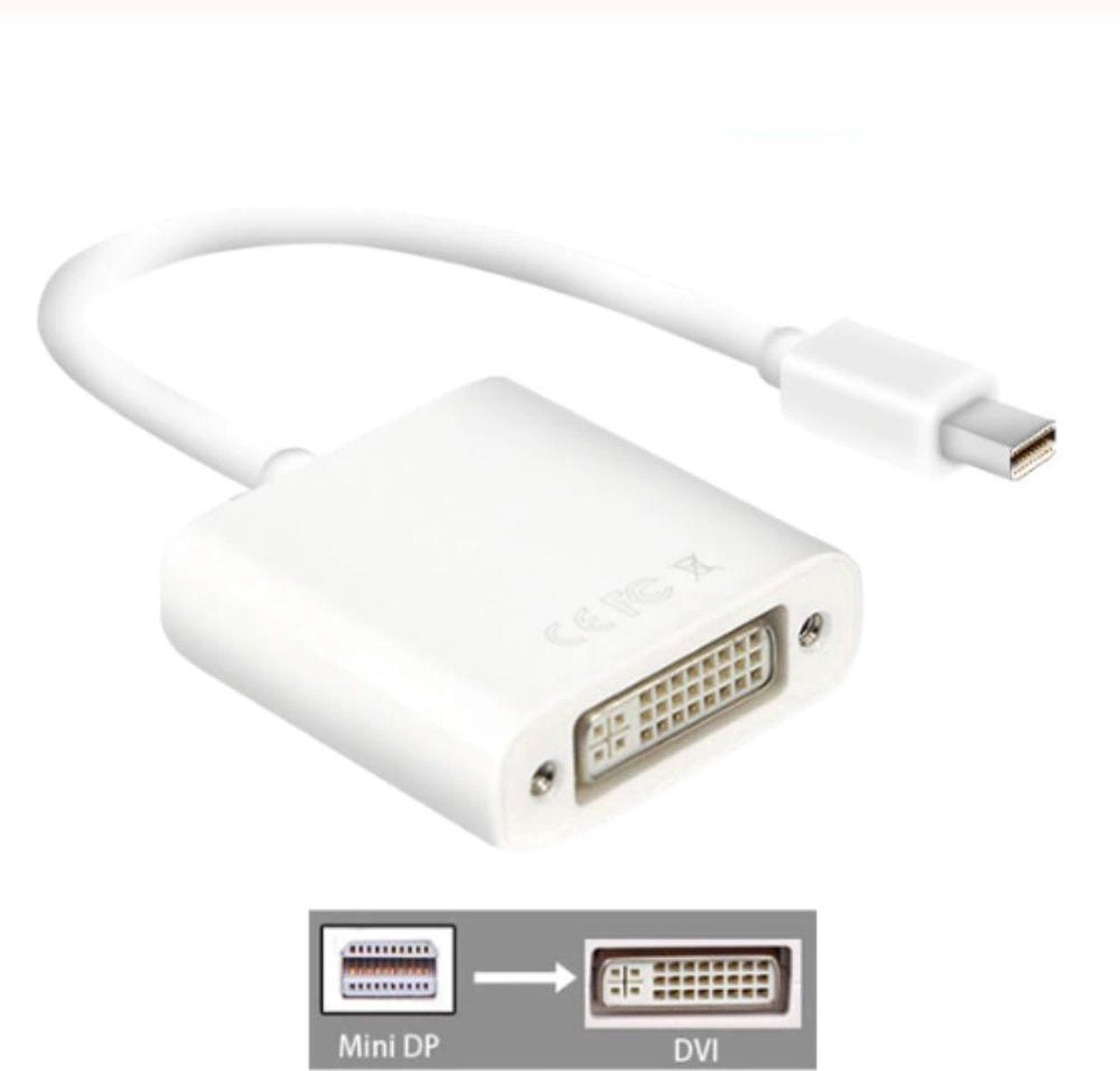 Displayport - Mini DP Naar DVI - Adapter - Converterkabel - Converter - 15 CM - Wit