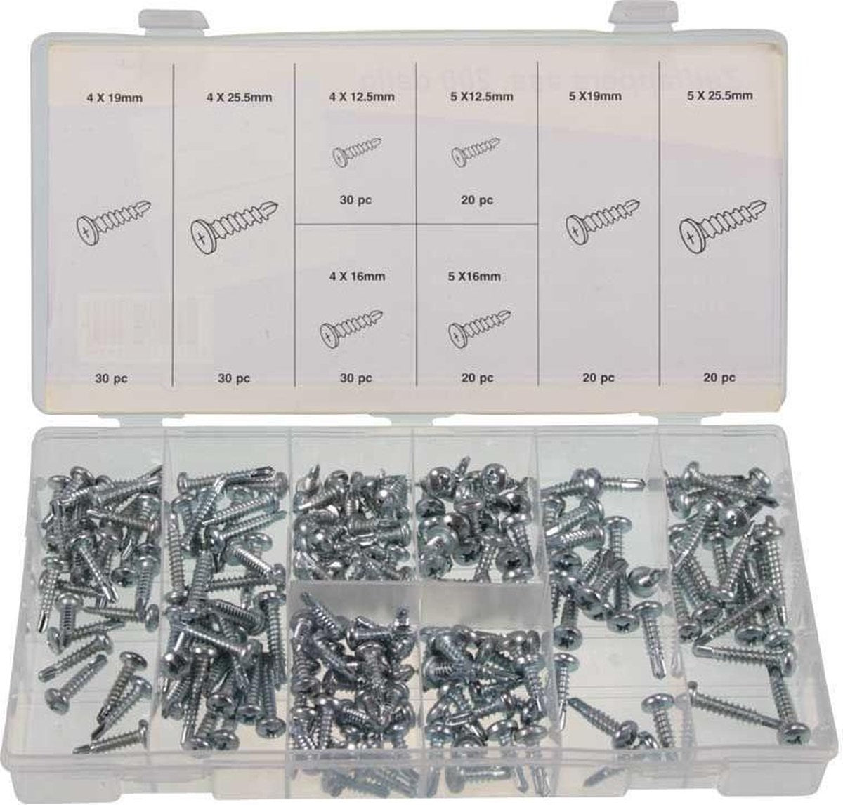 Assortiment zelftapschroeven 200 delig