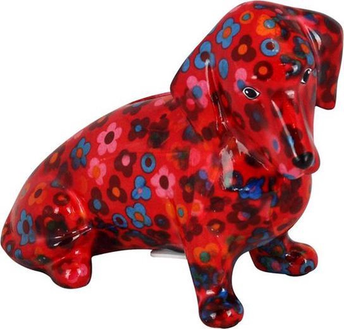 Pomme Pidou Teckel Molly Spaarpot - Rood met bloemen