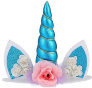 Unicorn cake topper eenhoorn taart versiering cake decoration blauw