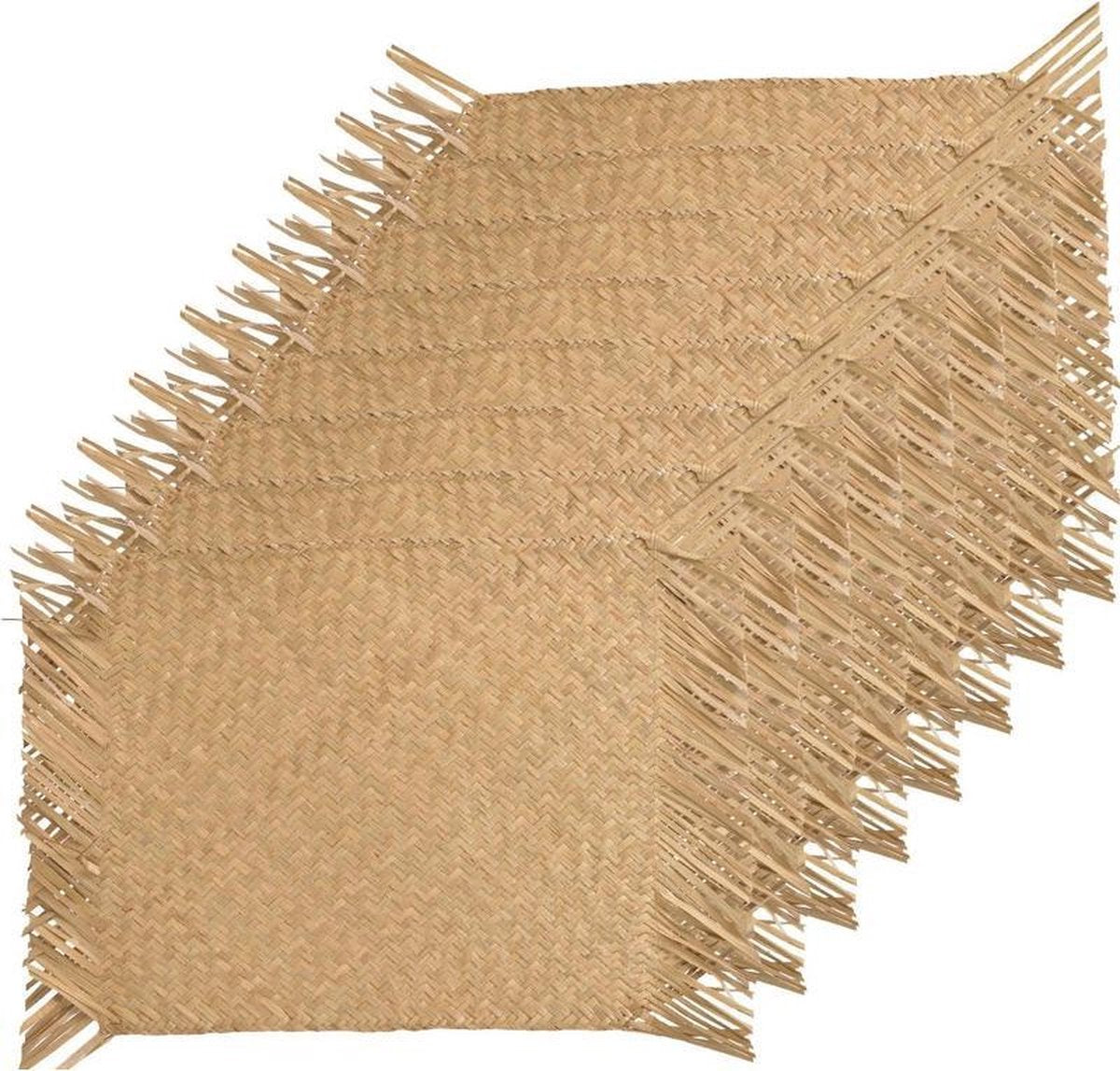 8x Beige/naturel gevlochten placemat 30 x 45 cm rechthoek - Eco/duurzaam thema tafeldecoraties versieringen