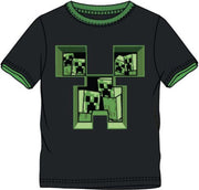 Minecraft t-shirt korte mouw - zwart - groen met creeper - maat 116 / 6 jaar