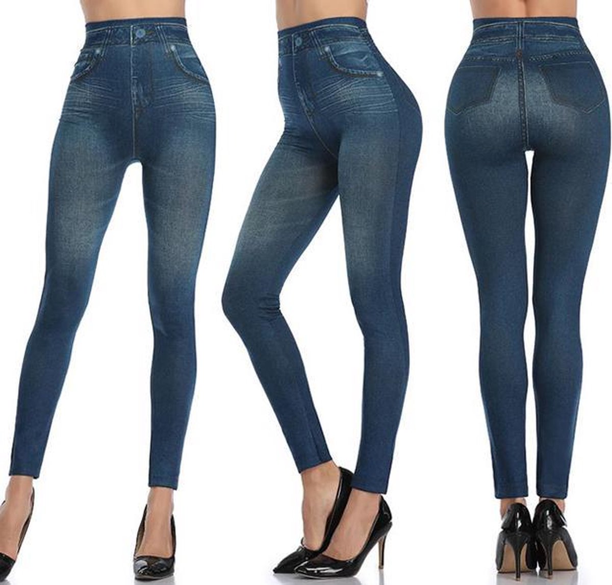 Hoge taille Jeans legging met Slim Fit - Maat 2XL/3XL - Blauw
