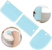 Deegschraper | Deegkrabber | Deegsteker | Fondant schraper voor taart / icing / cake | Keukentool deeg snijder | Spatel voor taart | Smoother | Soepel Maker | Cake beslag schraper | Rand Decoratie - Kunststof Blauw