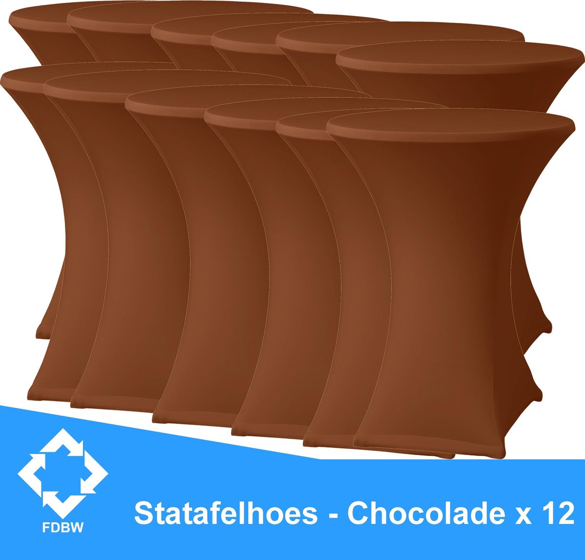 Statafelrok Luxe Bruin x 12 - Statafel Tafelrok - Statafelhoes - Stretch –  ∅80 x 110 cm – geschikt voor Horeca Evenementen | Sta Tafel Hoes | Statafel | Staantafelhoes | Cocktailparty | Trouwerij | Sta-tafel rok – 12 stuks - SET VAN 12