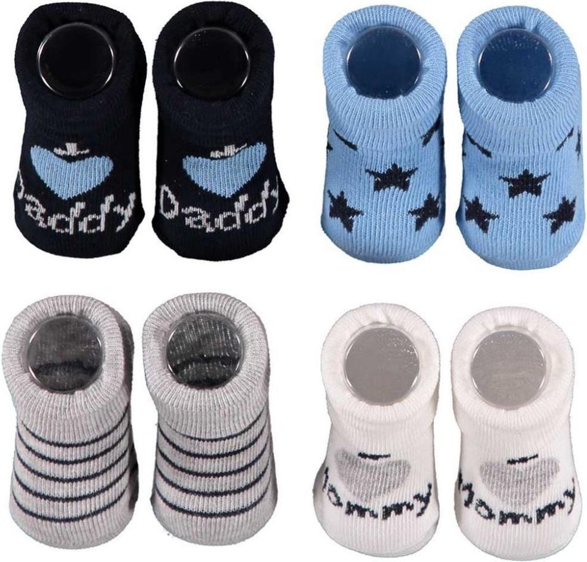 Apollo Babysokken Giftbox New Born Katoen Blauw/grijs 4 Paar