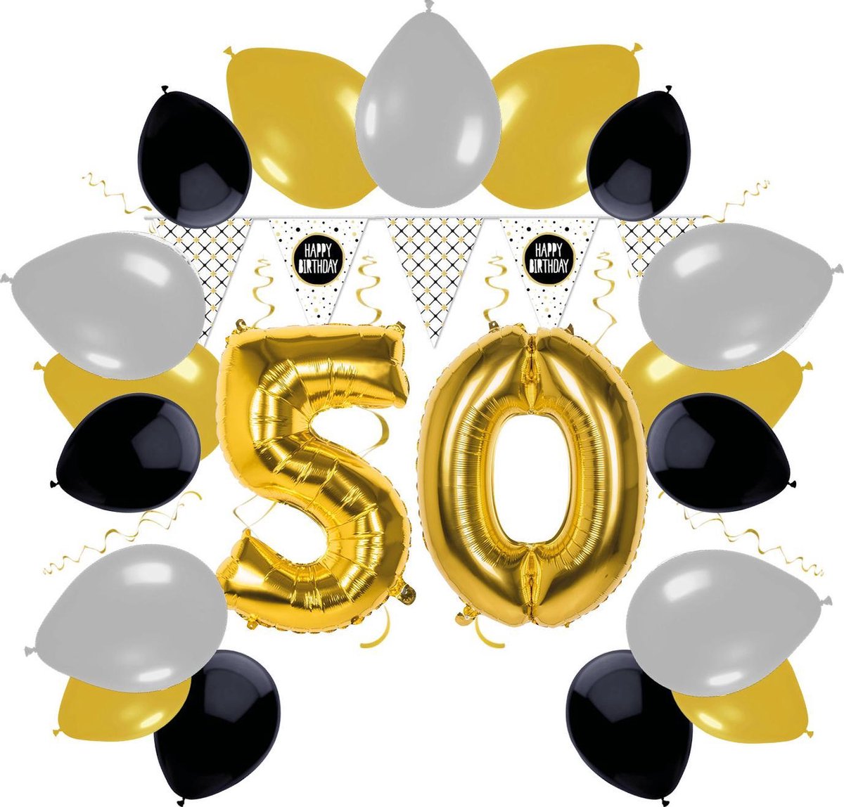 e-Carnavalskleding.nl Feestversiering pakket 50 jaar | Versiering 50e verjaardag | 50 jaar feestversiering pakket compleet | Leuk pakket met feestartikelen voor de 50e verjaardag Small