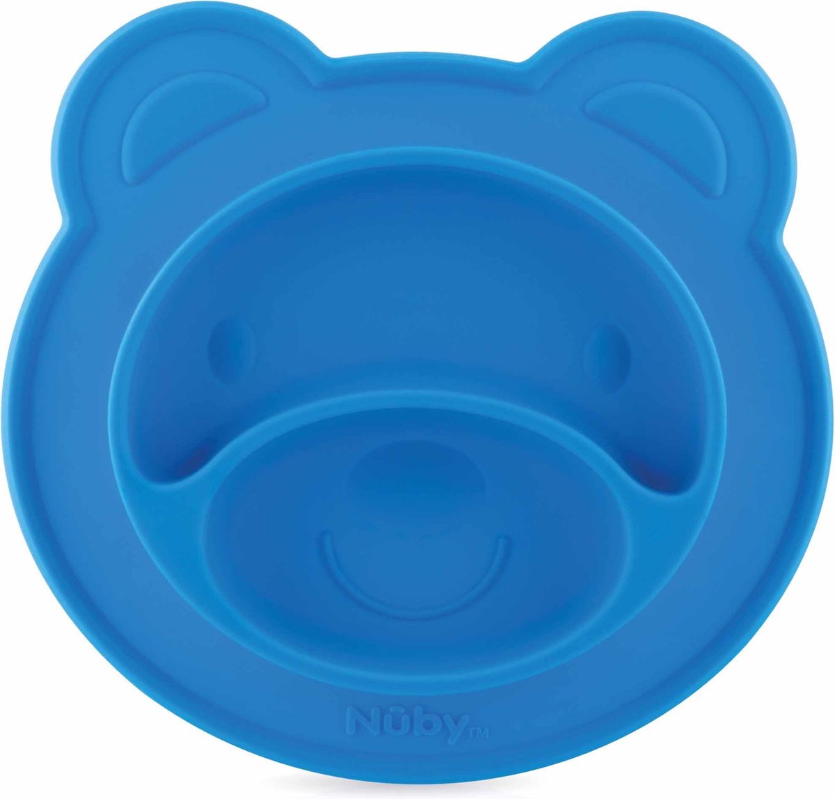 Nûby Siliconen bord en placemat in één met zuigbodem - Beer - Blauw - 9m+
