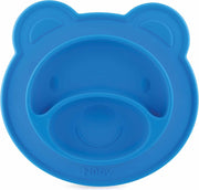 Nûby Siliconen bord en placemat in één met zuigbodem - Beer - Blauw - 9m+