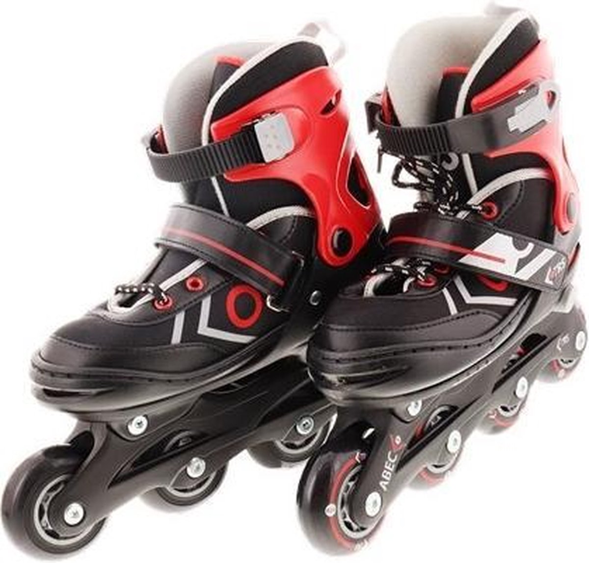 Verstelbare inline skates (MAAT 34 - 37)  Buitensport skates Zwart/Rood