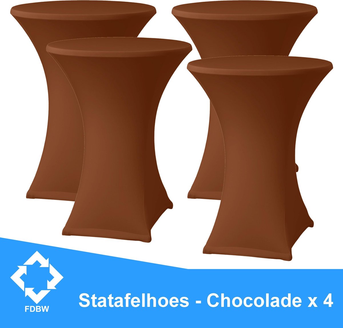 Statafelrok Luxe Bruin x 4 - Statafel Tafelrok - Statafelhoes - Stretch –  ∅80 x 110 cm – geschikt voor Horeca Evenementen | Sta Tafel Hoes | Statafel | Staantafelhoes | Cocktailparty | Trouwerij | Sta-tafel rok – 4 stuks - SET VAN 4