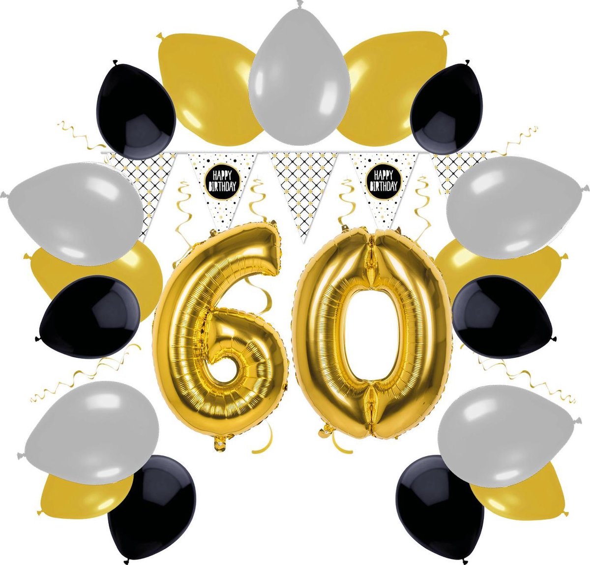 e-Carnavalskleding.nl Feestversiering pakket 60 jaar | Versiering 60e verjaardag | 60 jaar feestversiering pakket compleet | Leuk pakket met feestartikelen voor de 60e verjaardag Small