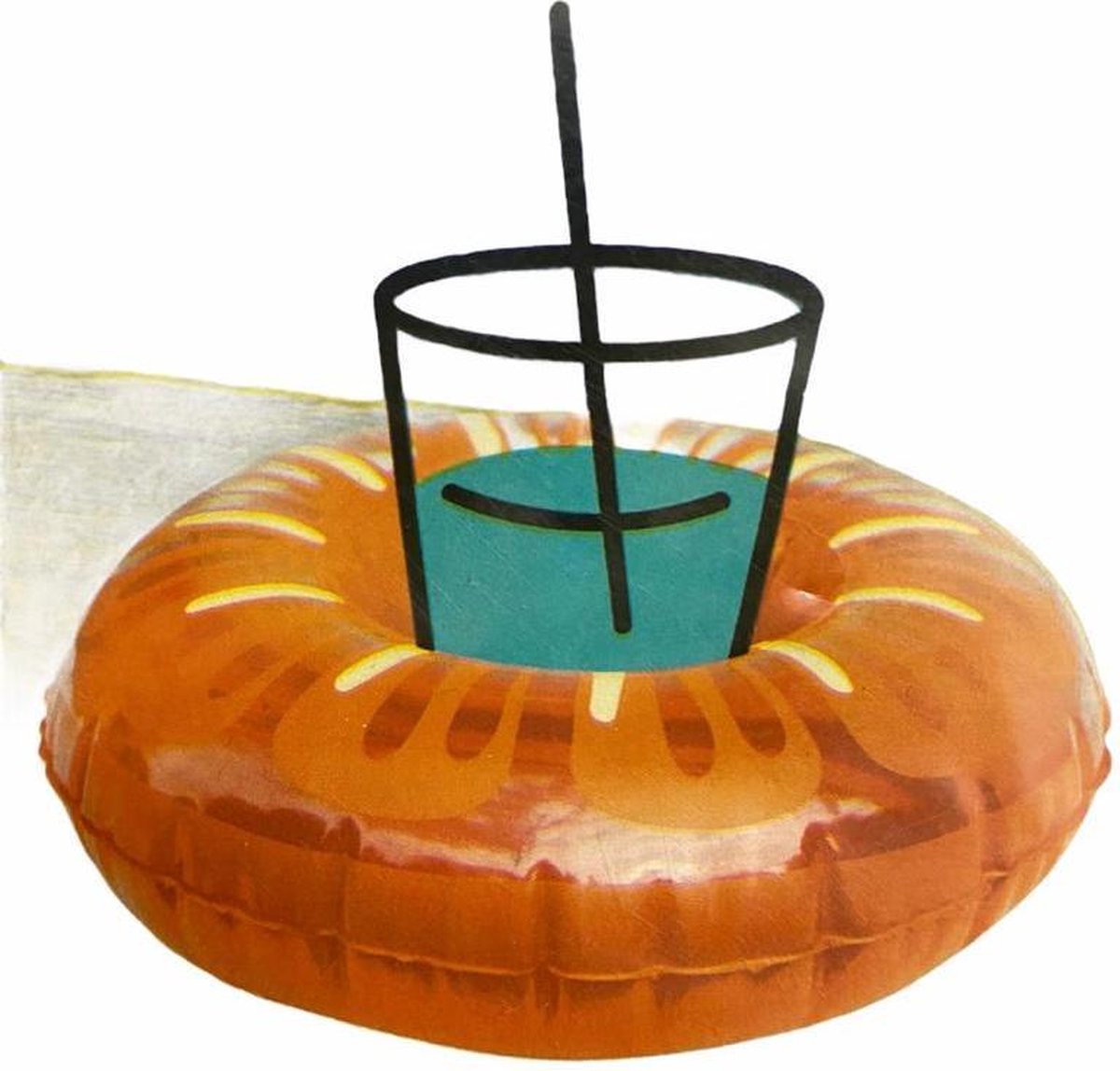 20cm Opblaasbare Bekerhouder oranje voor je glas of blikje voor in het zwembad 