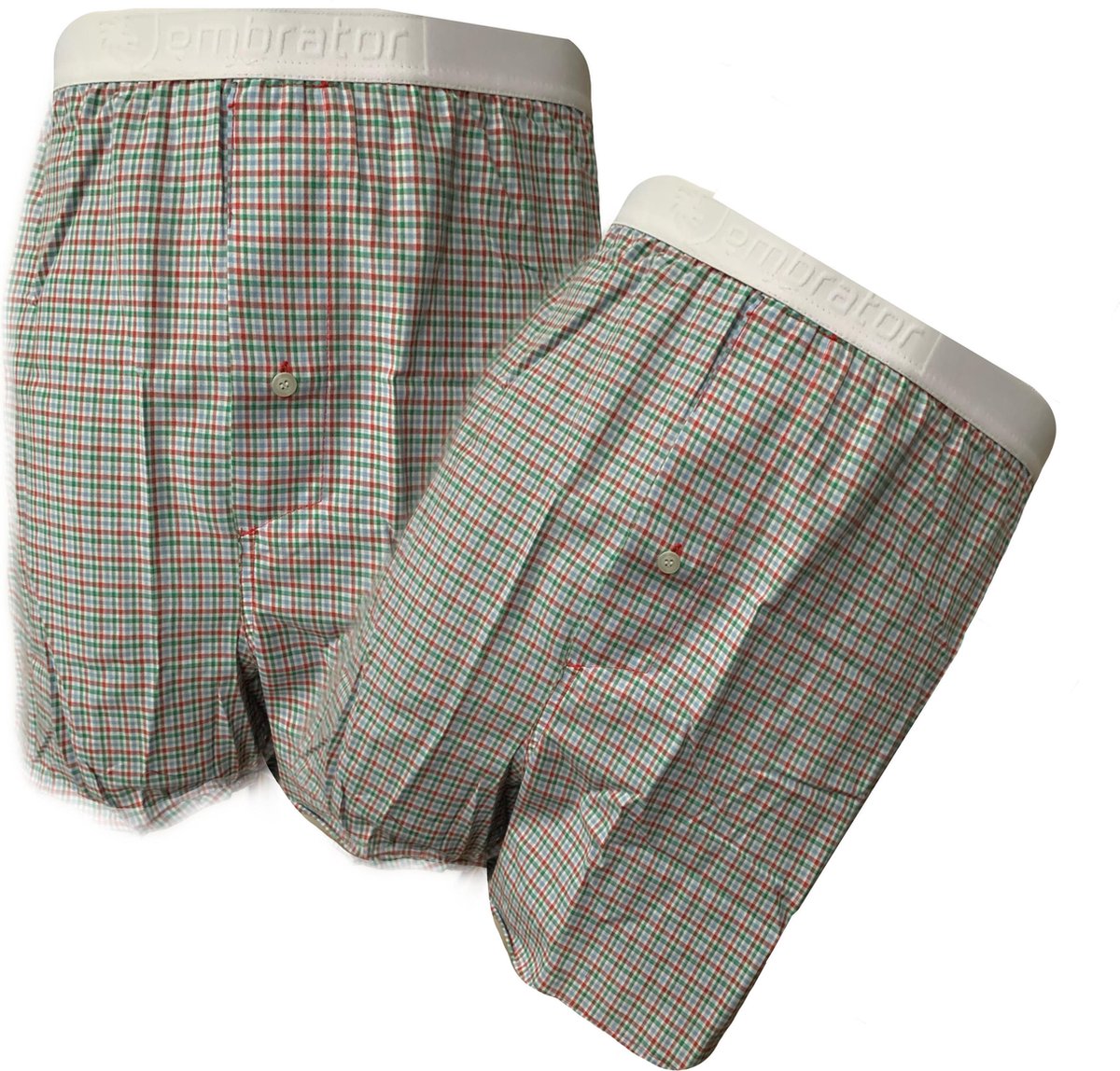 Embrator 2-stuks mannen Boxershort geweven katoen groen/blauw/rood 4XL