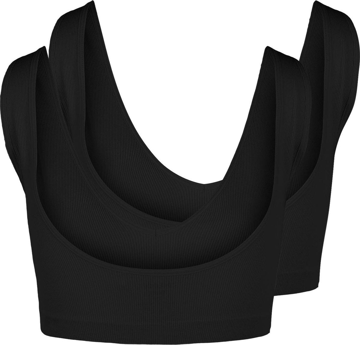 Pieces PCSYMMI RIB BRA TOP 2-PACK NOOS BC Zwart Dames Sport BH - Maat XS/S