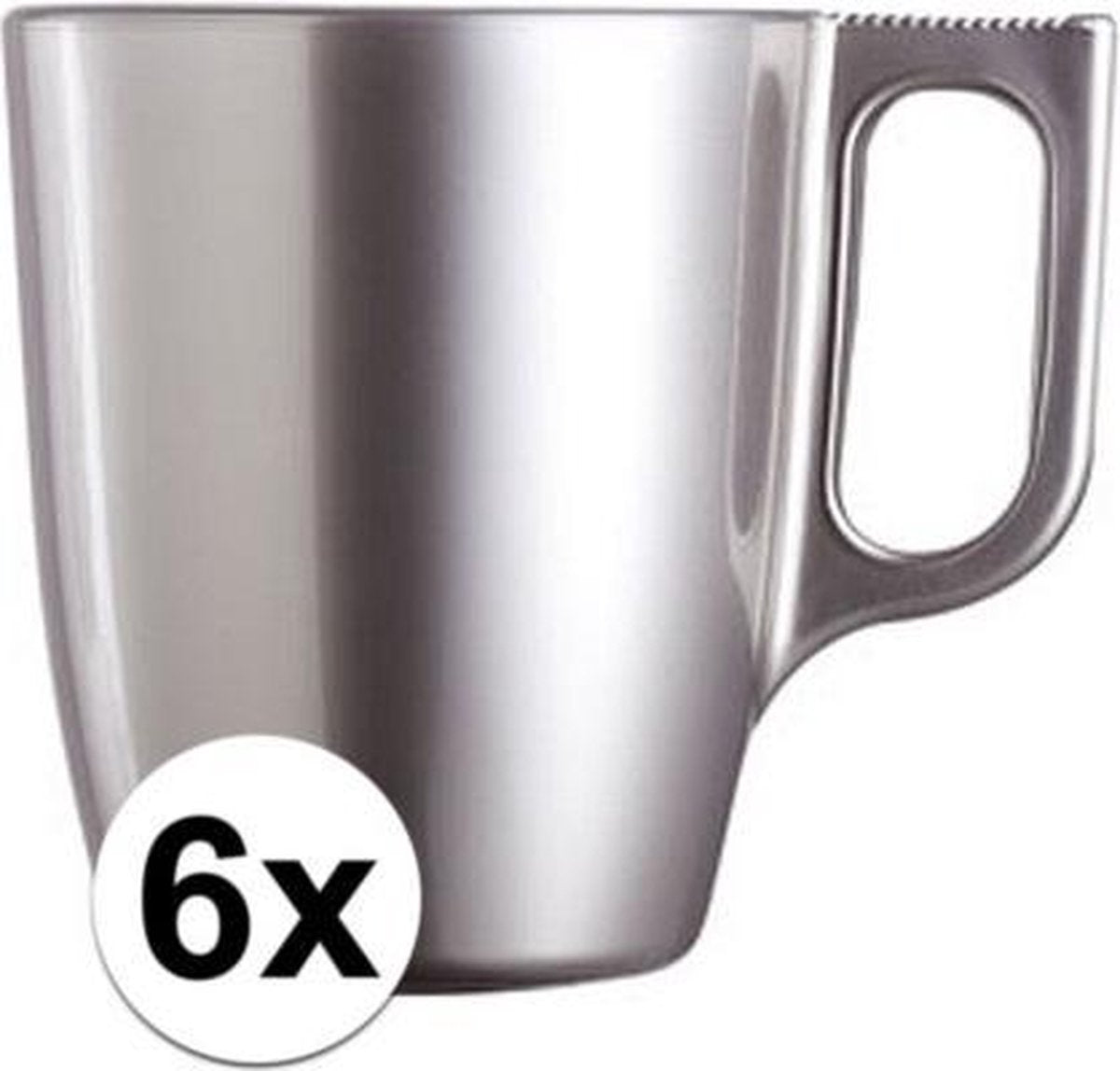 6x Zilveren koffie bekers/mokken 250 ml