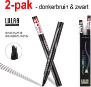 2-pack! - LULAA Pen - ZWART & DONKERBRUIN - Microblading Wenkbrauw - watervaste wenkbrauwpen - Eyebrow Tattoo Pen - Microblade - Eyebrow