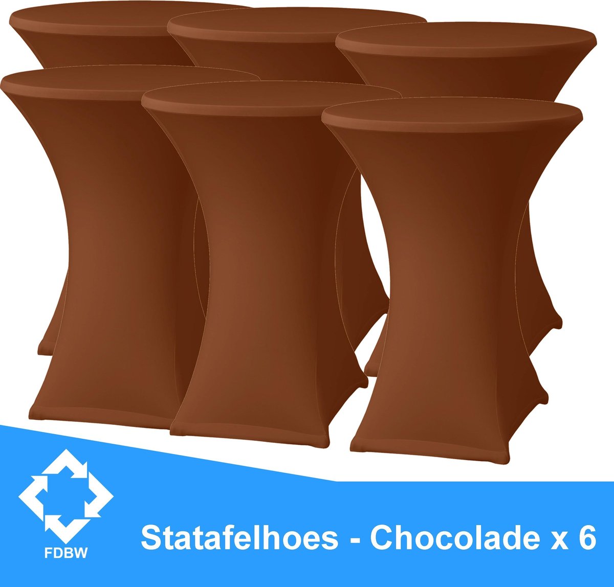 Statafelrok Luxe Chocolade x 6 - Statafel Tafelrok - Statafelhoes - Stretch –  ∅80 x 110 cm – geschikt voor Horeca Evenementen | Sta Tafel Hoes | Statafel | Staantafelhoes | Cocktailparty | Trouwerij | Sta-tafel rok – 6 stuks - SET VAN 6