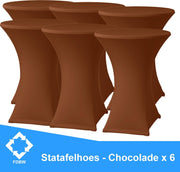 Statafelrok Luxe Chocolade x 6 - Statafel Tafelrok - Statafelhoes - Stretch –  ∅80 x 110 cm – geschikt voor Horeca Evenementen | Sta Tafel Hoes | Statafel | Staantafelhoes | Cocktailparty | Trouwerij | Sta-tafel rok – 6 stuks - SET VAN 6