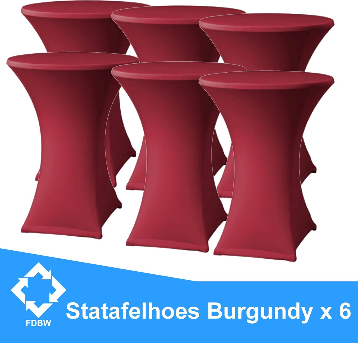 Statafelrok Luxe Burgundy x 6 - Statafel Tafelrok - Statafelhoes - Stretch –  ∅80 x 110 cm – geschikt voor Horeca Evenementen | Sta Tafel Hoes | Statafel | Staantafelhoes | Cocktailparty | Trouwerij | Sta-tafel rok – 6 stuks - SET VAN 6