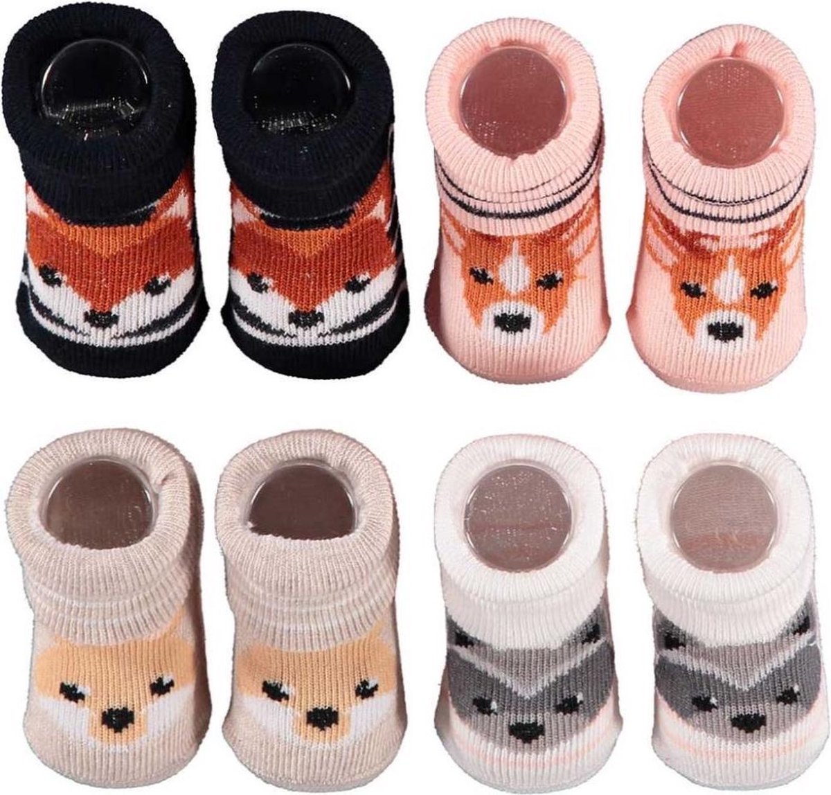 Apollo Babysokken Giftbox New Born Katoen Roze/zwart 4 Paar