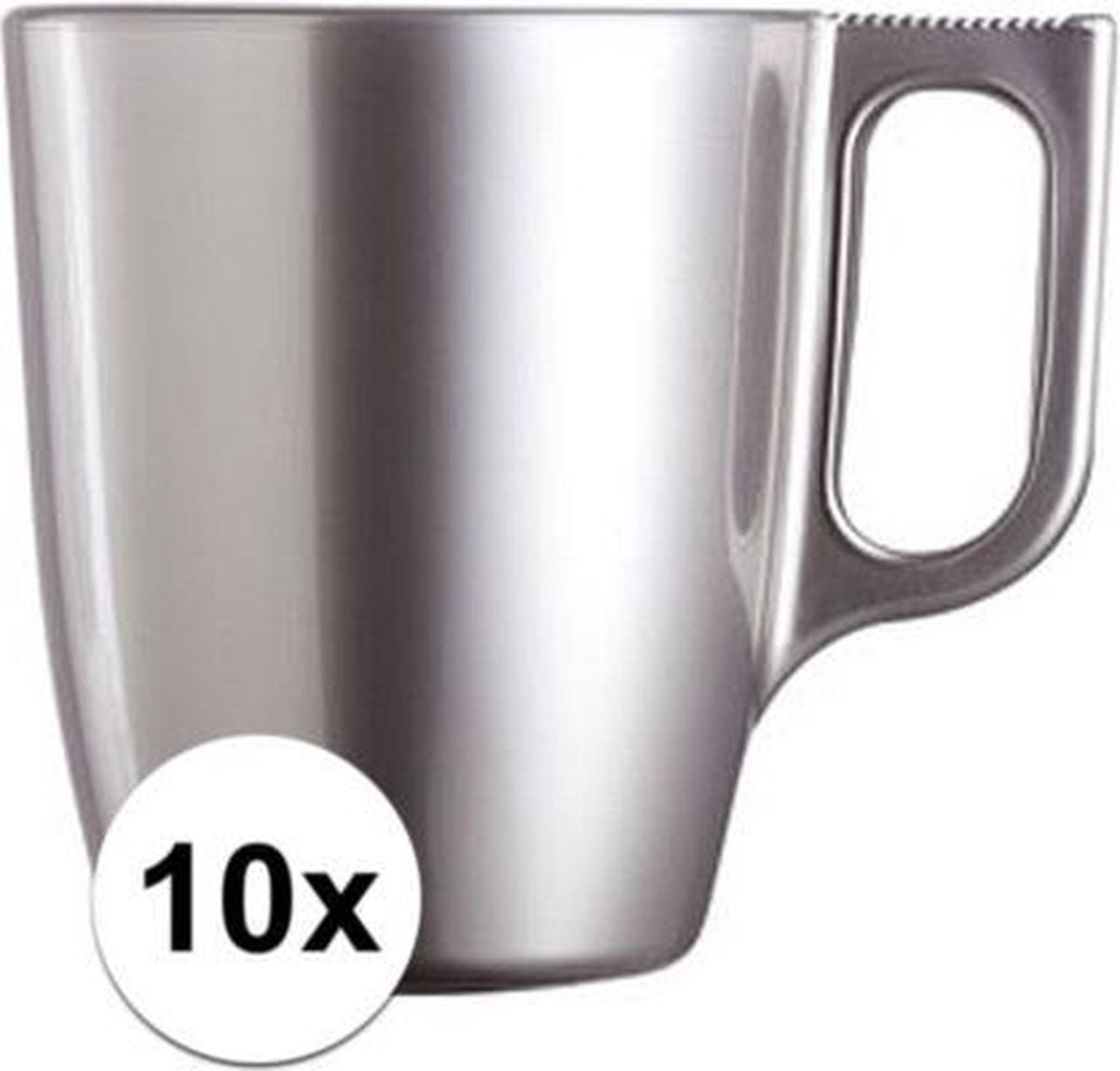 10x Zilveren koffie bekers/mokken 250 ml