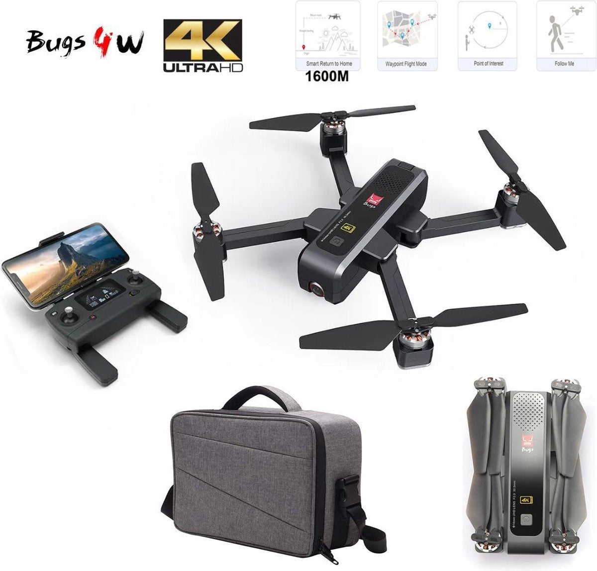 MJX B4W drone - 4k camera - gps - opberg tas - 1600m