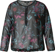 YEST Celia Blouse - Black Multi Colour - maat 44