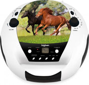 Bigben Draagbare AUX/FM Radio/CD-Speler - Paarden - Wit/Zwart