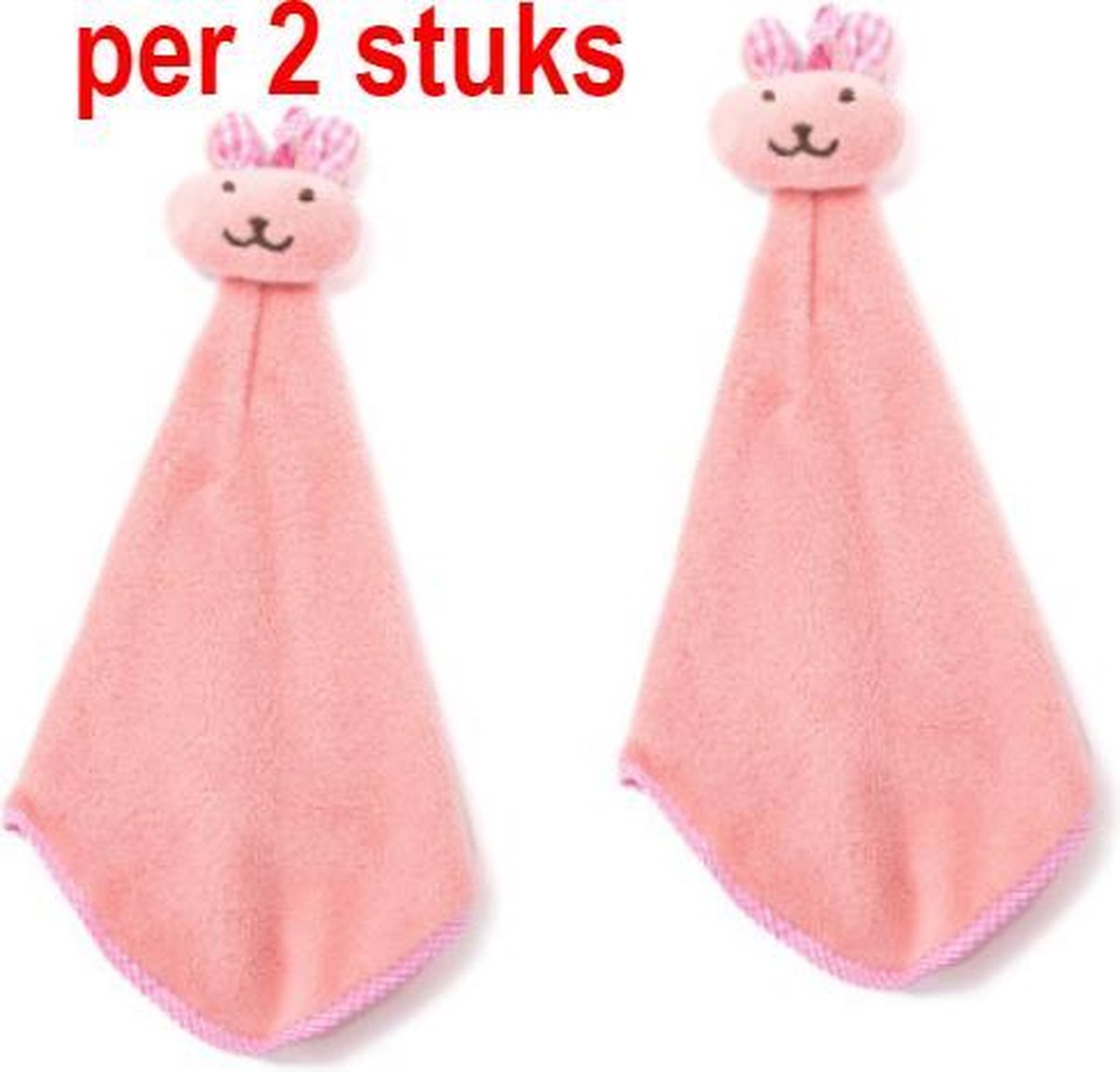 Knuffeldoekjes Konijn - Tutteldoekjes - Knuffel Vriendje - Friemeldoekjes - Kind - Peuter - 39 x 22 cm - 2 Stuks - Roze